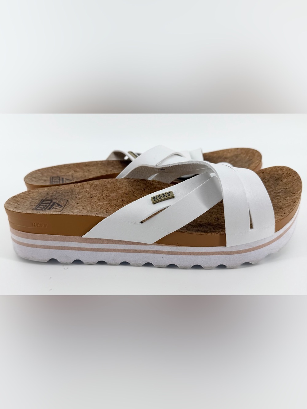 REEF White Cushion Bloom Hi Platform Slide Women’s Sandals Size 10 Beach Comfy - Picture 12 of 14